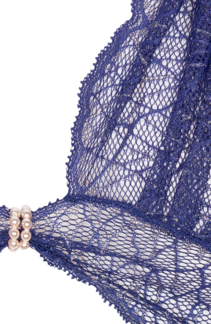 Blå blonde bralette med hvid Manacor perle halterneck fra COAX Copenhagen