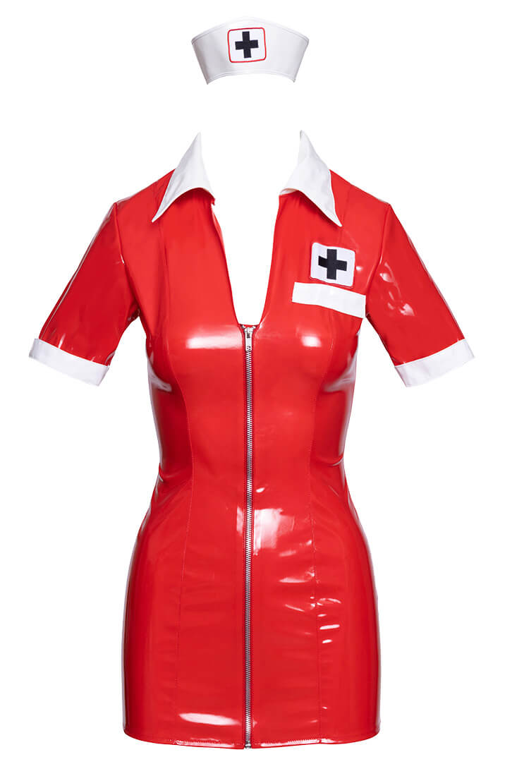 Rødt vinyl sygeplejerske kostume - To The Rescue - COAX Copenhagen