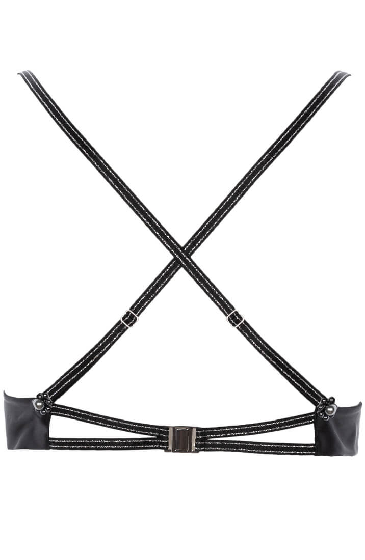 Sort blonde bralette med sorte perler - Destino Dark Bra - COAX Copenhagen