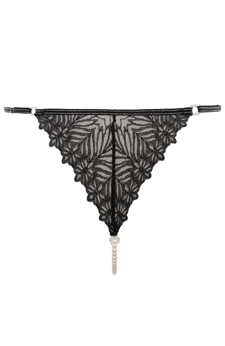 Sort trusse med åben bund og luksuriøs hvid perlesnor - COAX Copenhagen