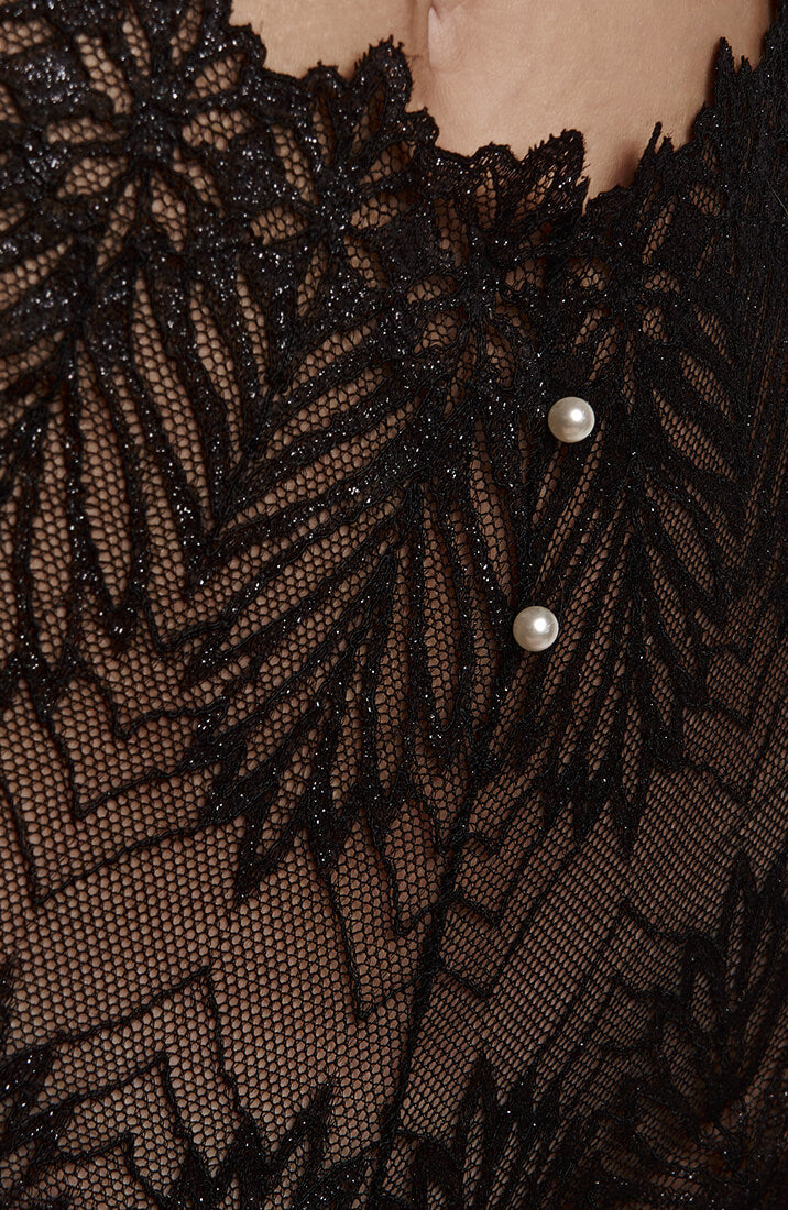 Sort blonde trusse med hvid perlesnor - Destino Panty - COAX Copenhagen