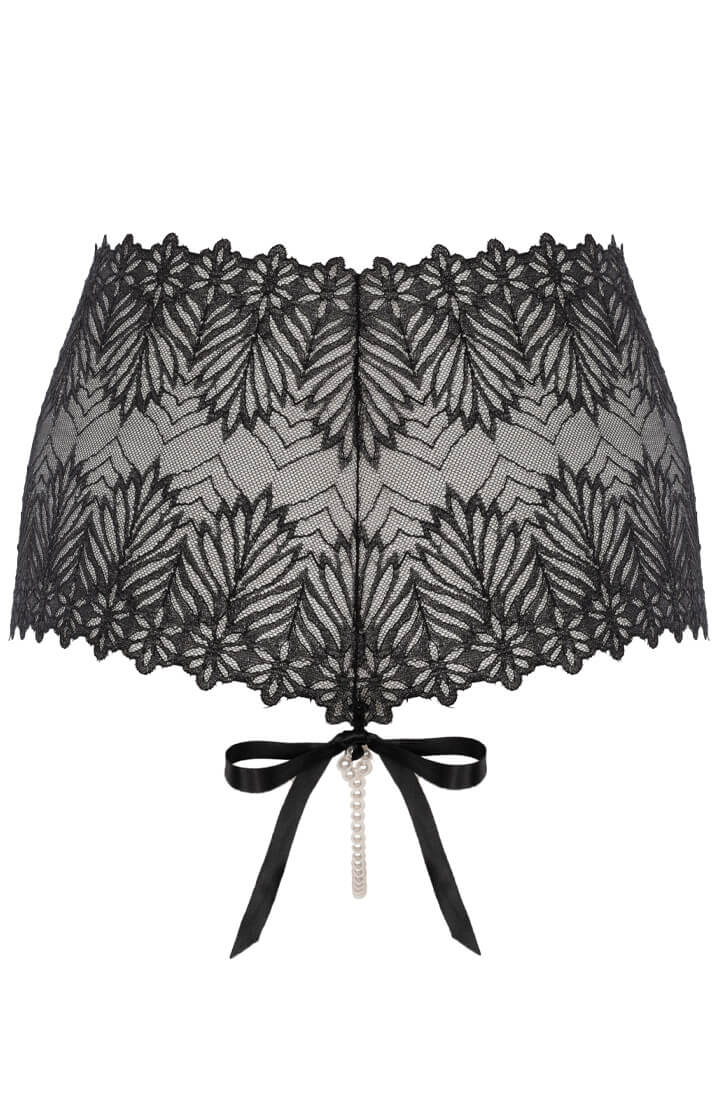 Sort blonde trusse med hvid perlesnor - Destino Panty - COAX Copenhagen
