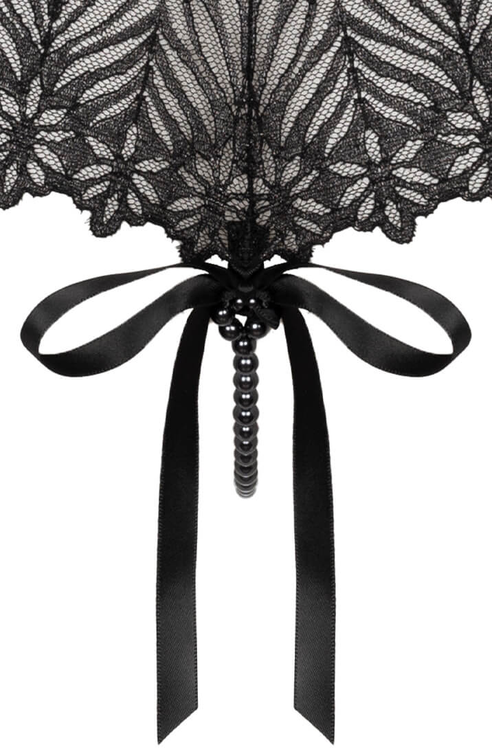Sort blonde trusse med sort perlesnor - Destino Dark Panty - COAX Copenhagen
