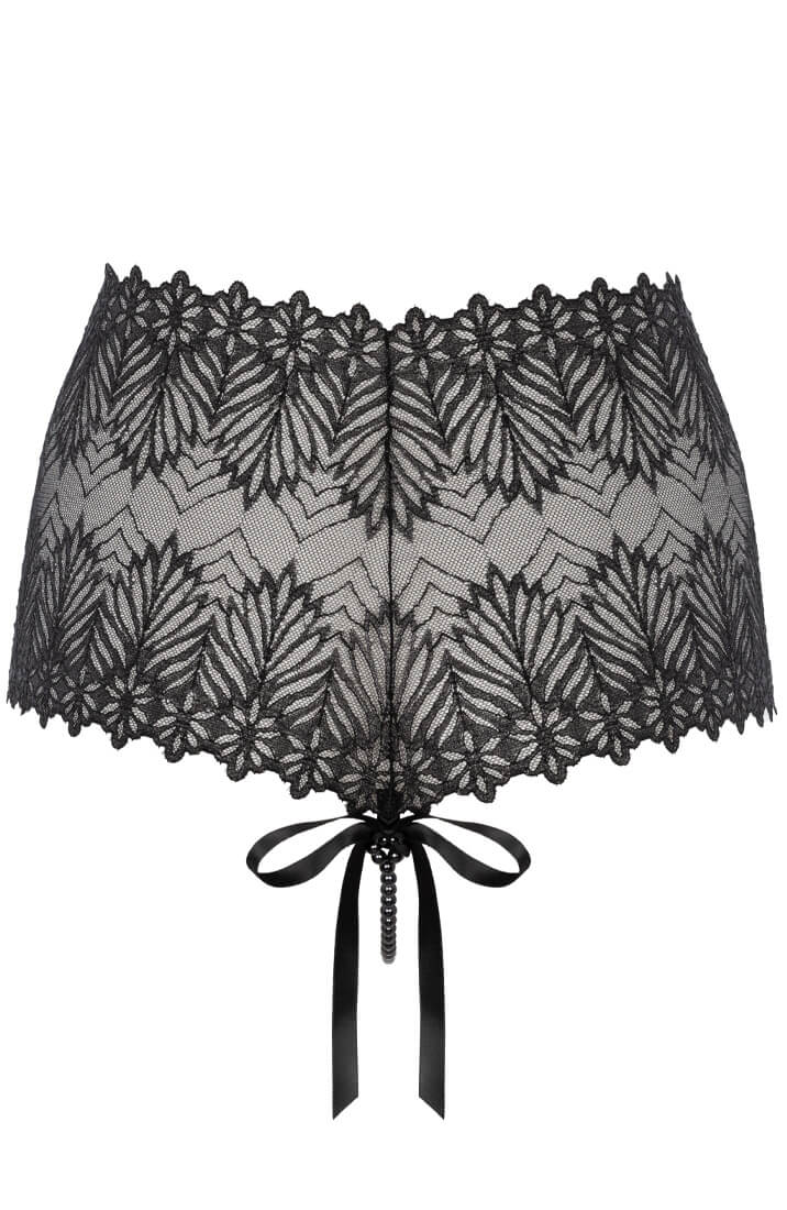 Sort blonde trusse med sort perlesnor - Destino Dark Panty - COAX Copenhagen
