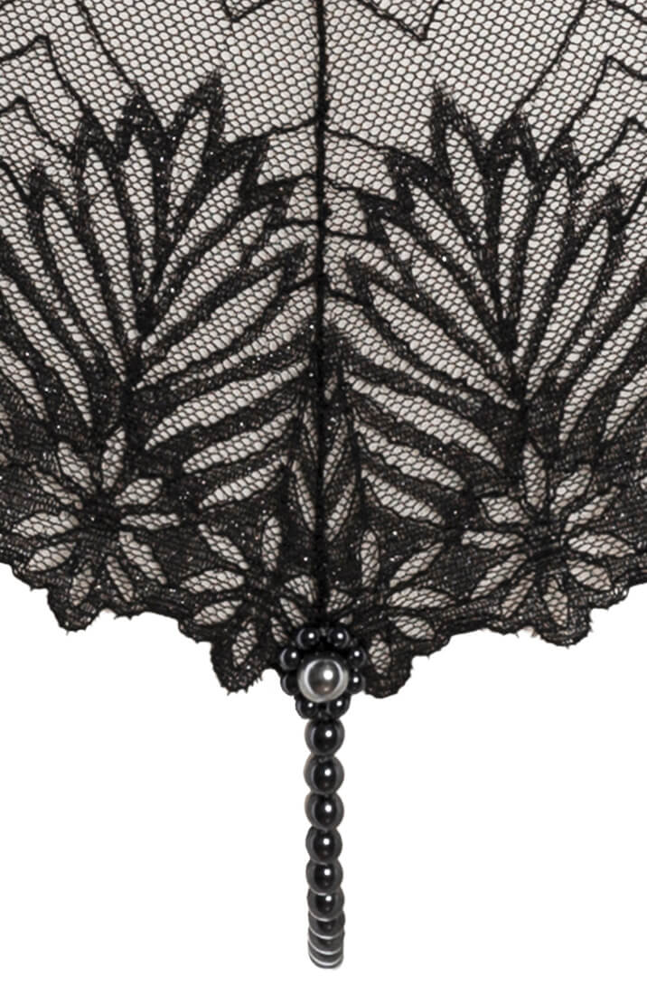 Sort blonde trusse med sort perlesnor - Destino Dark Panty - COAX Copenhagen