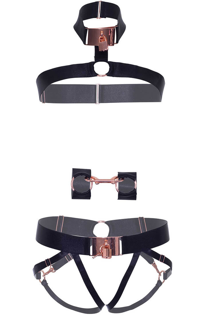 Sort harness lingeri med lås - Love Lockdown - COAX Copenhagen
