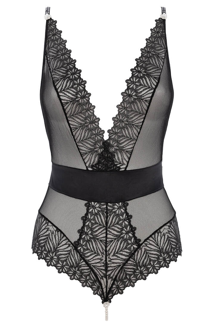 Sort bodysuit med perlesnor - Destino Body - COAX Copenhagen