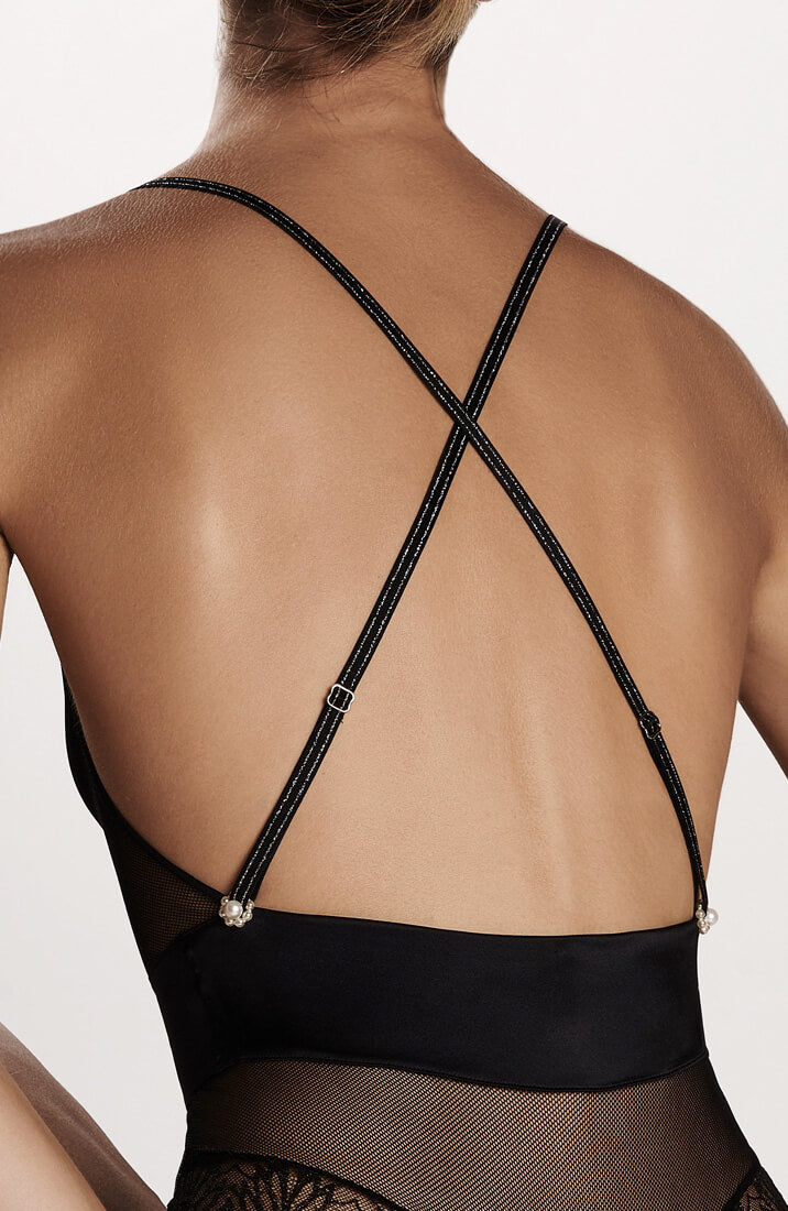 Sort bodysuit med perlesnor - Destino Body - COAX Copenhagen