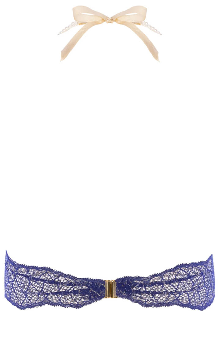Blå bodysuit med dobbelt perlesnor - sensuel og luksuriøs lingeri style
