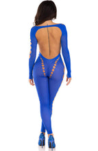 Indlæs billede til gallerivisning Sexet blåt bodystocking lingeri med cut-out design