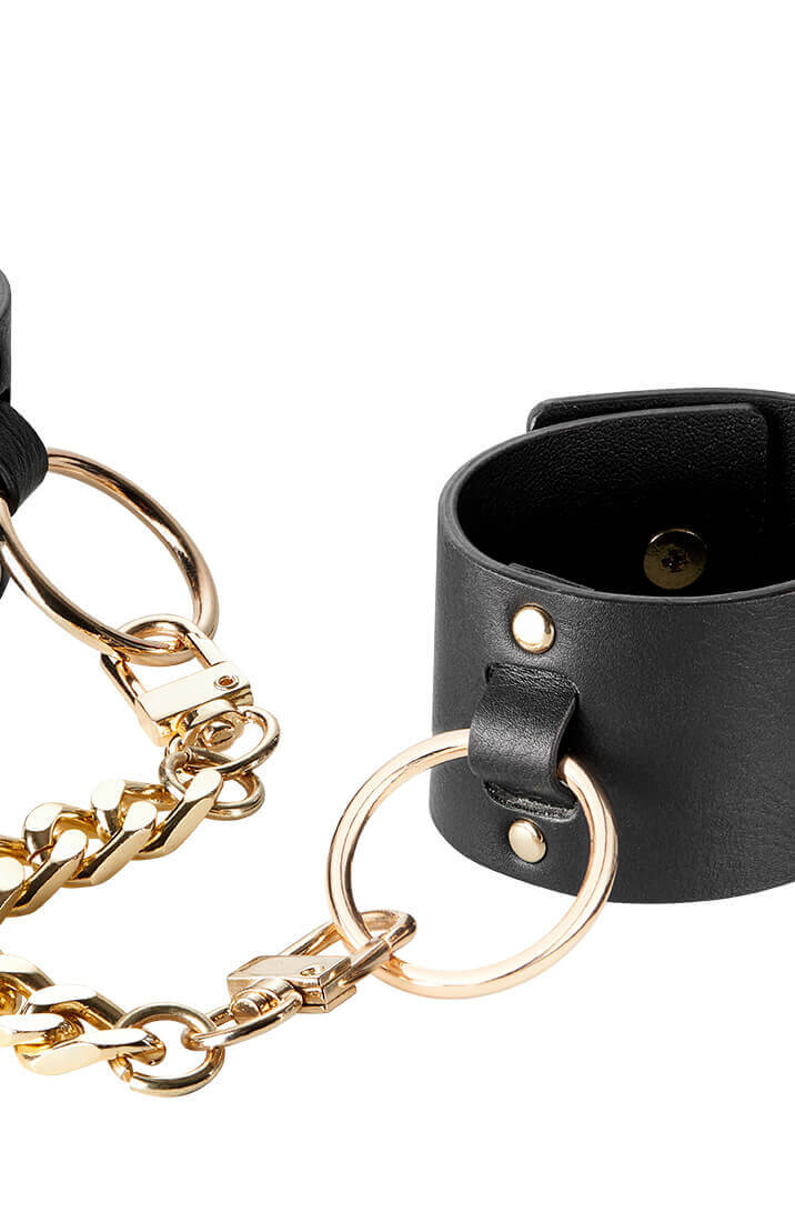 Brede faux læder cuffs med kæde