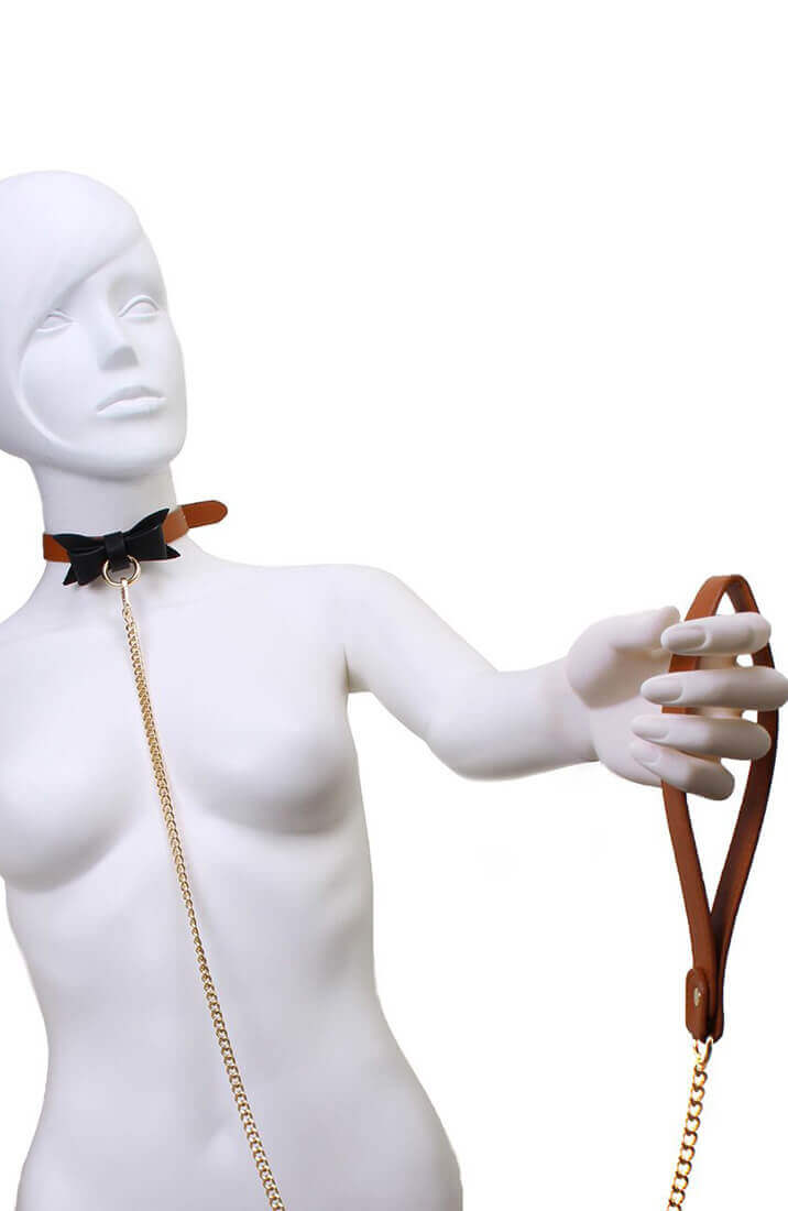 Brun faux læder butterfly choker & snor - COAX Copenhagen