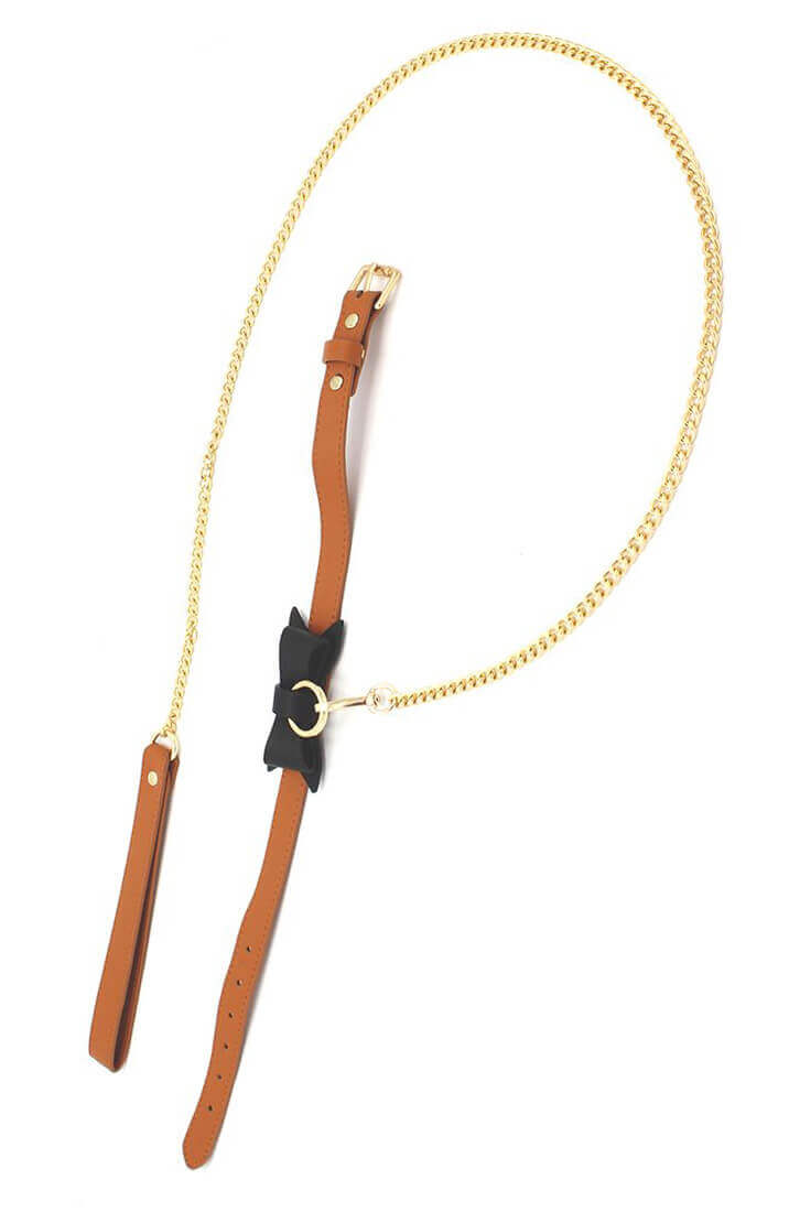 Brun faux læder butterfly choker & snor - COAX Copenhagen