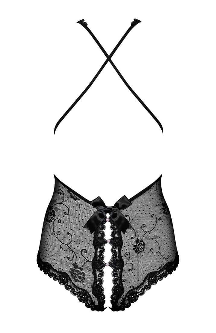 Perledetaljer på bundløs blonde bodysuit – fræk finish