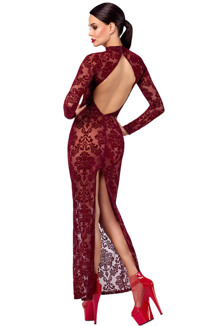 The COAX Fetish bordeaux kjole i gennemsigtigt nylon