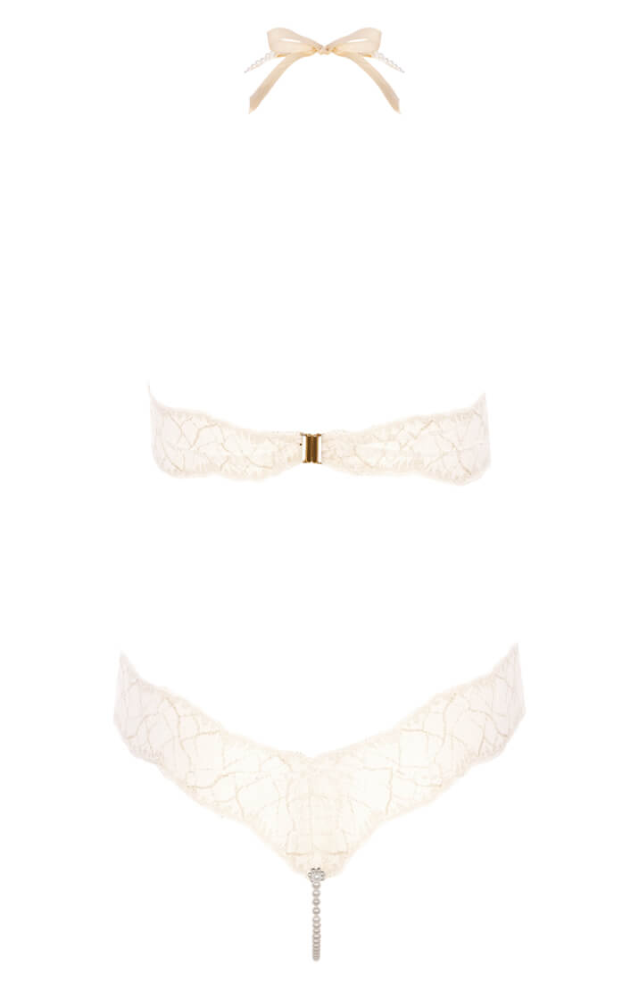 Erotisk elfenbenshvid bodysuit i italiensk blonde