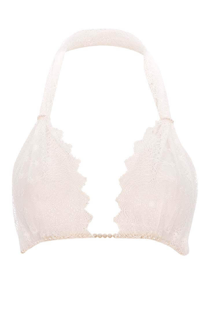 COAX Copenhagen elfenbenshvid bralette med justerbare blondeskåle og feminine perledetaljer