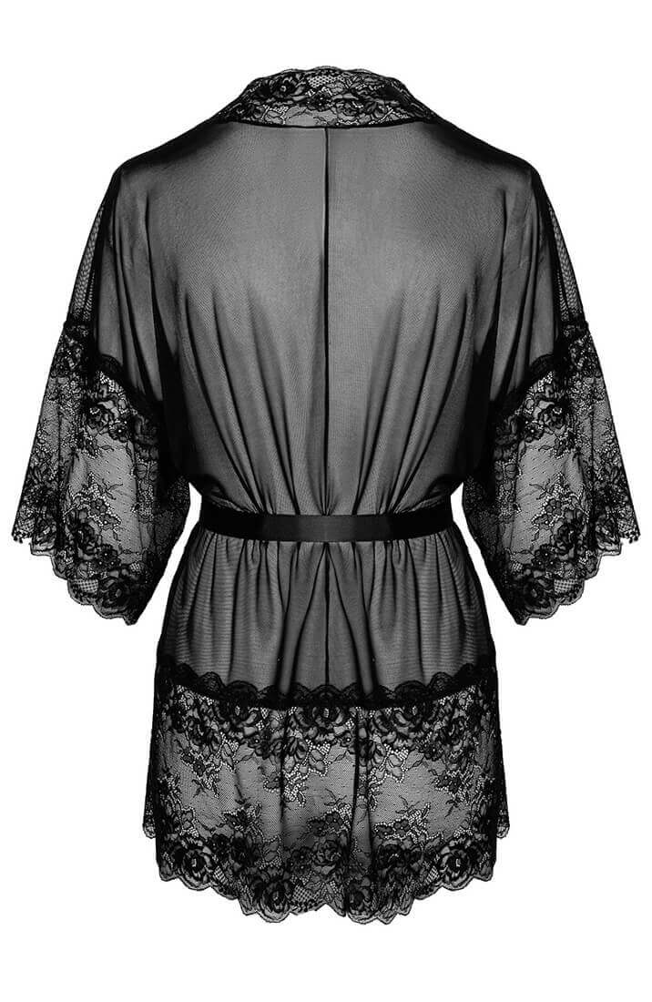 Fræk sort blonde & nylon kimono