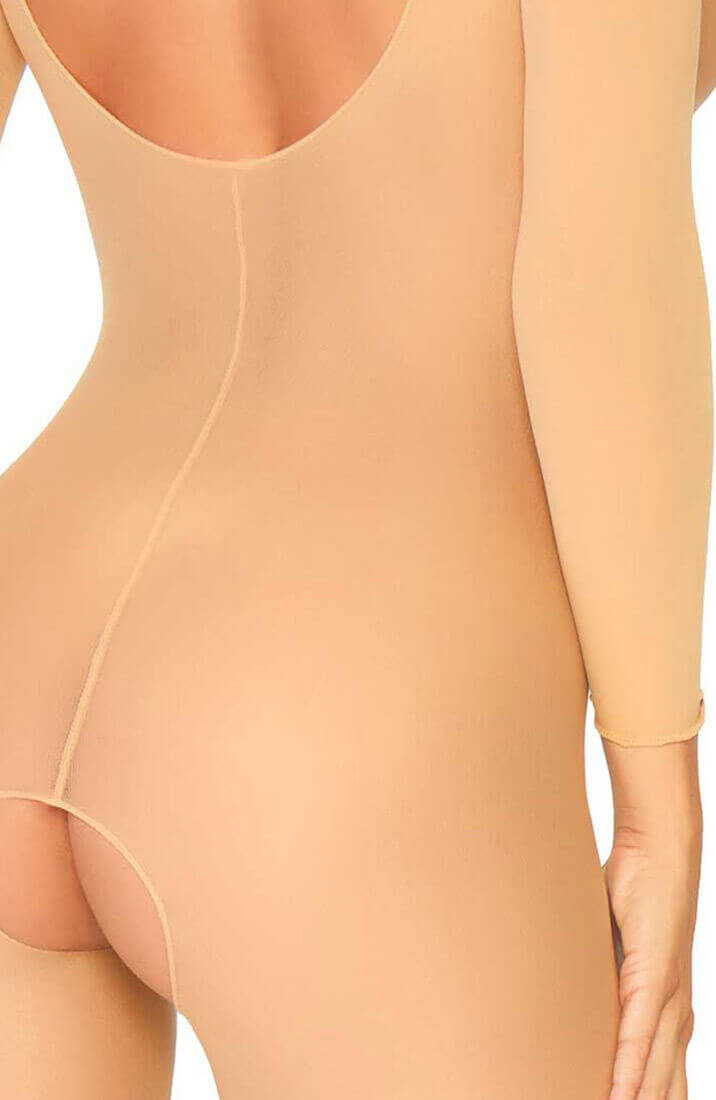 Langærmet beige nylon bodystocking - Exposed Dreams - COAX Copenhagen