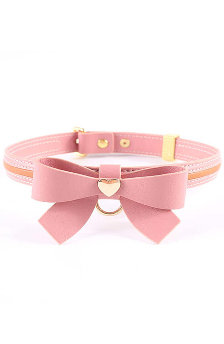 Lyserød faux læder butterfly choker & snor - COAX Copenhagen