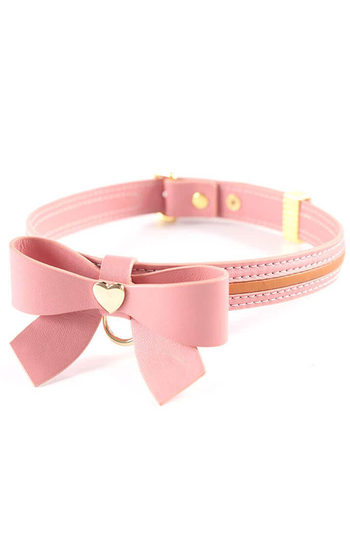 Lyserød faux læder butterfly choker & snor - COAX Copenhagen