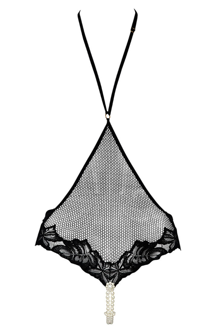 COAX Copenhagen sort playsuit med dobbelt perlesnor