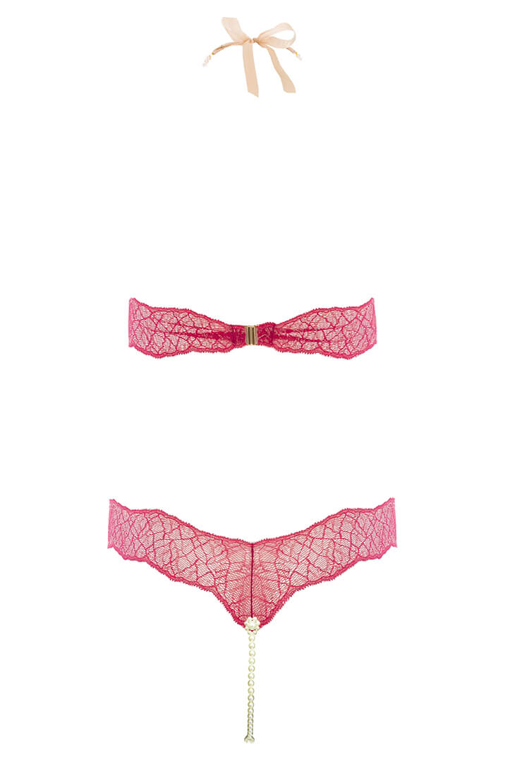 Rød lingeri bodysuit med dobbelt perle detalje - feminin og pirrende style
