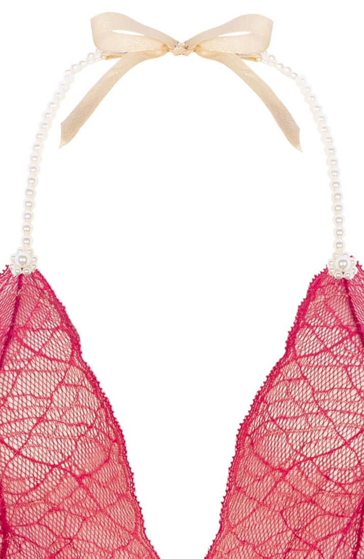 Rød bodysuit med dobbelt Manacor perlesnor - intimt og sensuelt design