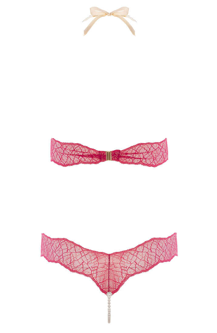 COAX Copenhagen rød blonde bodysuit med stimulerende perlesnor for sansefuld nydelse