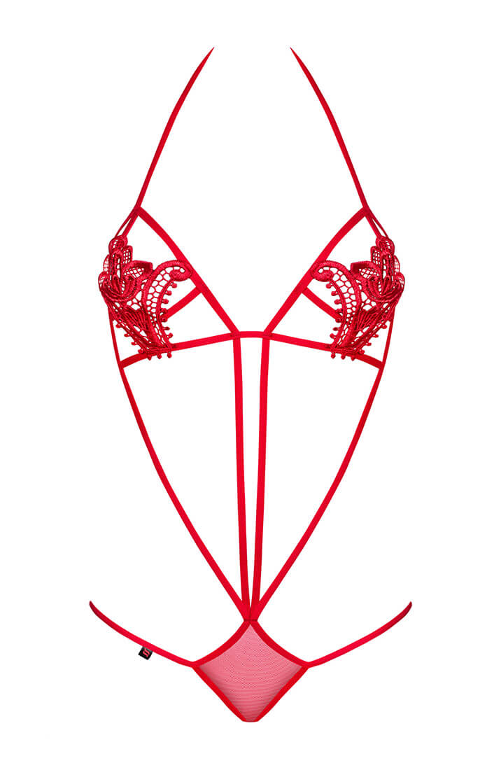 Rød strappy teddy - I Heart U - COAX Copenhagen