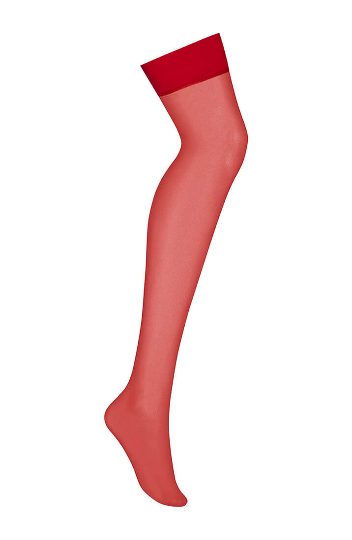 Røde thigh high nylonstrømper - COAX Copenhagen