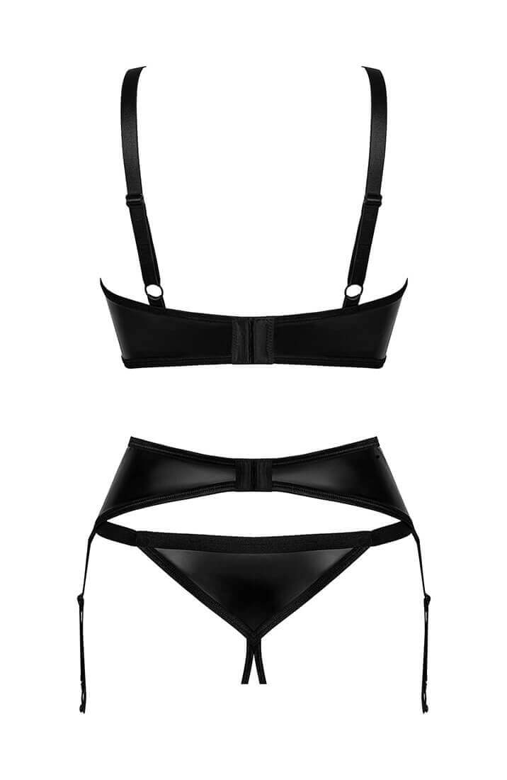 Sexet sort 3 delt cut-out lingeri sæt
