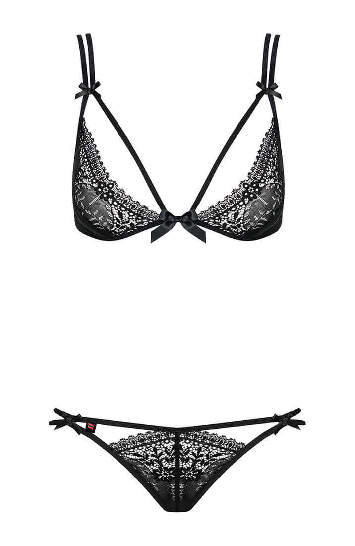Sexet sort blonde bh & trusse sæt