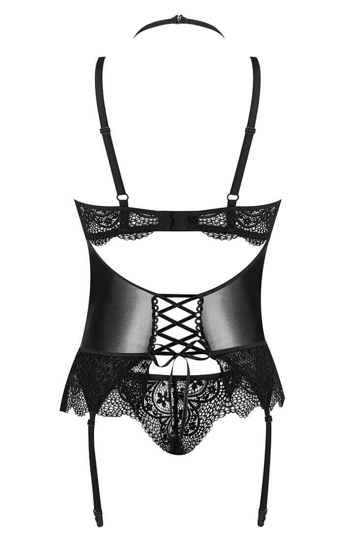 Billedet af selvsikkerhed i sort - bustier og trusse i fristende design