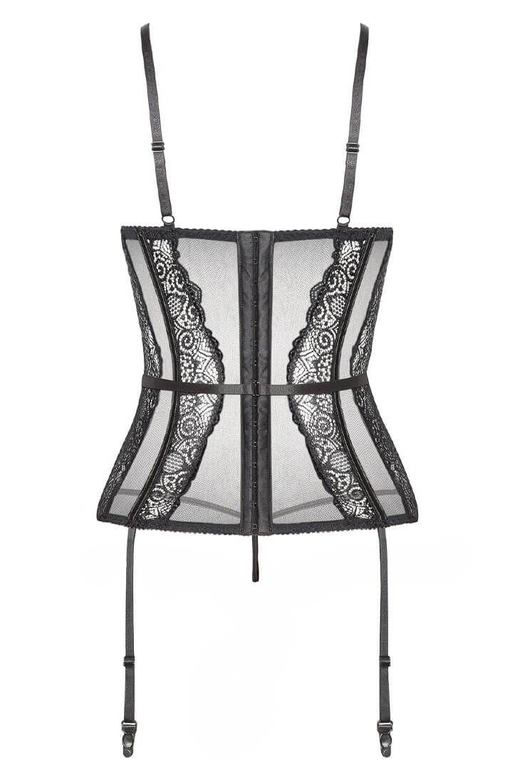 Sort blonde bustier med strømpeholdere