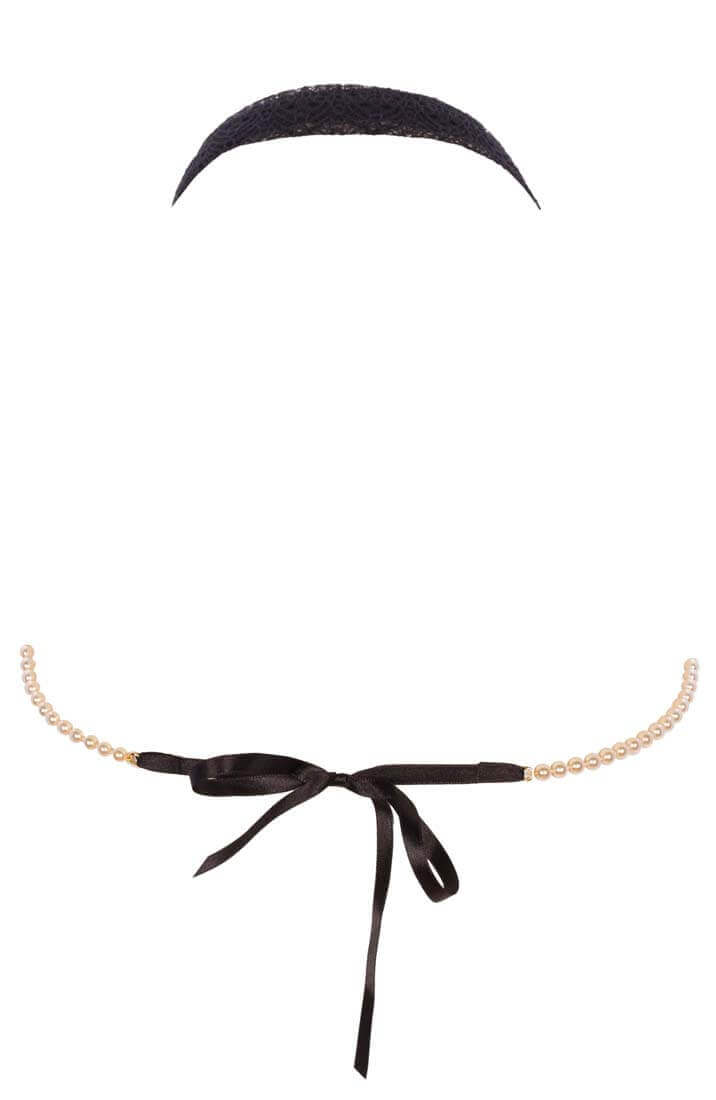 Sensuel sort blonde bralette med hvide Manacor perler fra COAX Copenhagen