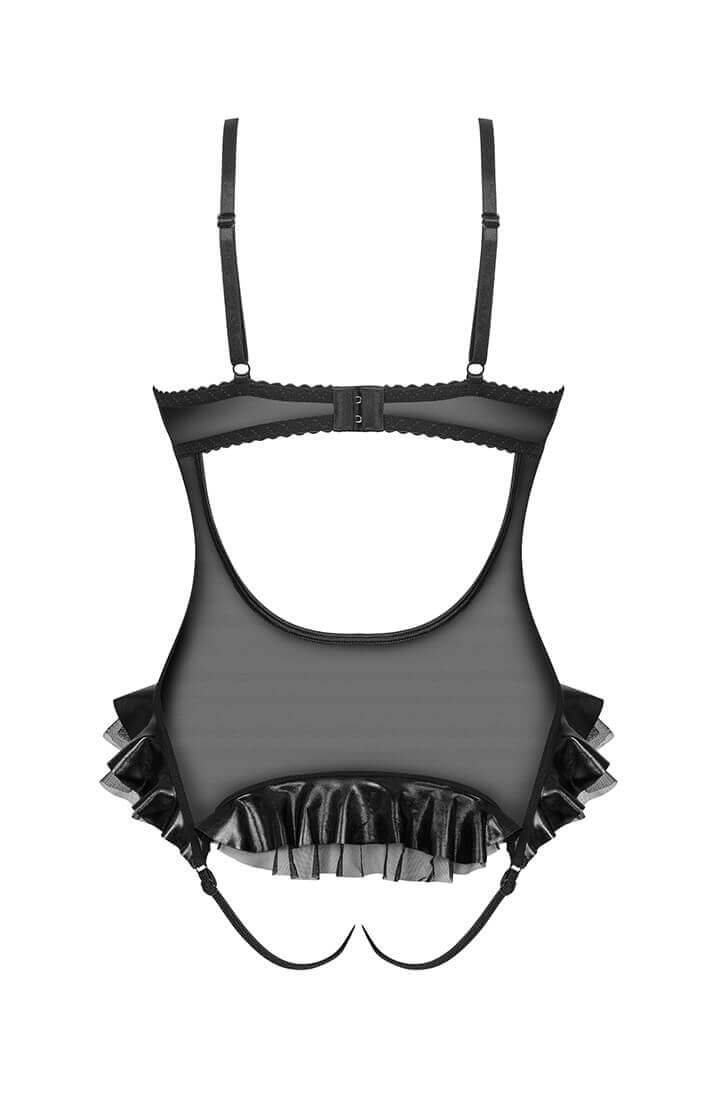 Sort bundløs wetlook X blonde bodysuit
