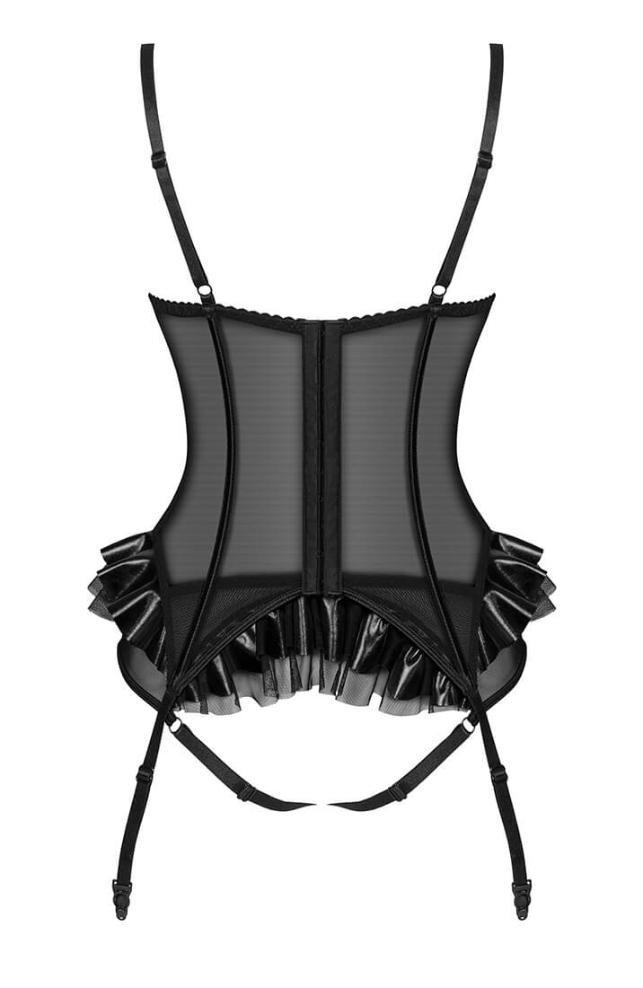 Sort bundløst wetlook X blonde bustier sæt