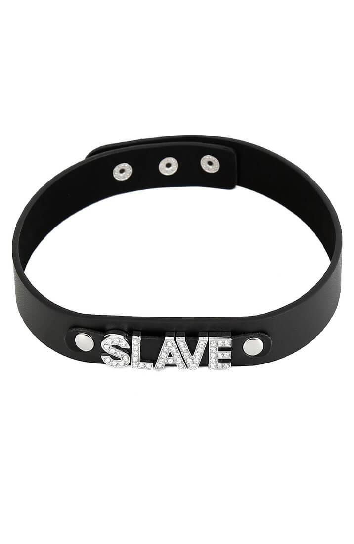Sort kunstlæder choker halsbånd - SLAVE - COAX Copenhagen