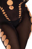 Sort langærmet bodystocking lingeri med cut-out design