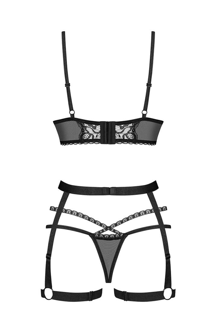 Sort lingeri sæt med harness hofteholder - Over Here - COAX Copenhagen
