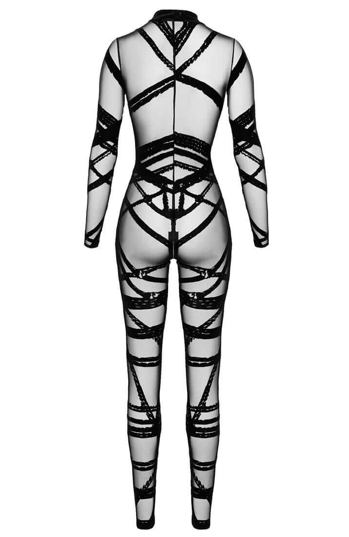 Sexet lingeri med sort nylon catsuit og Shibari-inspireret design