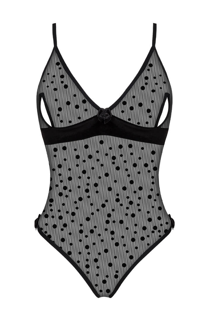 Sort prikket bodysuit lingeri