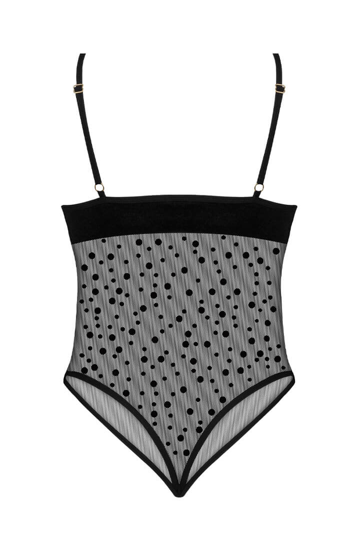 Sort prikket bodysuit lingeri