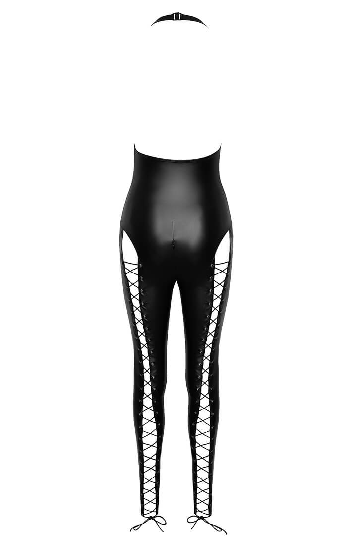 Sort wetlook catsuit med lace-up - In The Spotlight - COAX Copenhagen