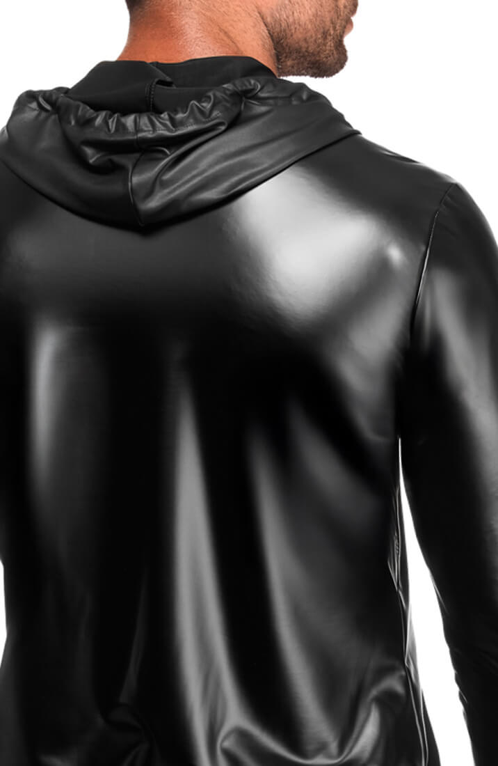 Sort fetish inspireret wetlook jakke stylet med wetlook bukser