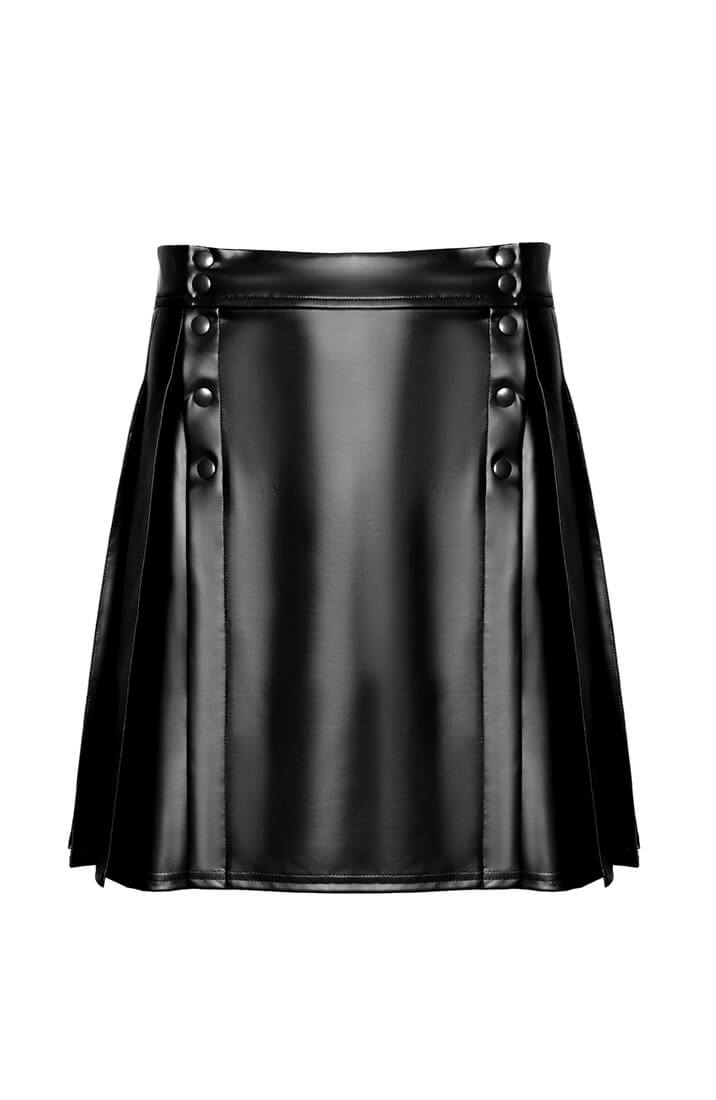 Sort mat wetlook kilt med moderne clubwear vibe