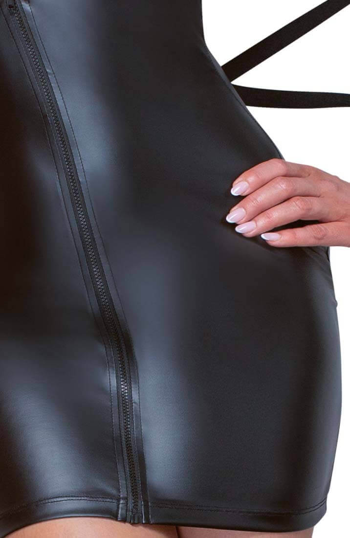 Sort wetlook kjole med tie-back - On Point Bondage - COAX Copenhagen