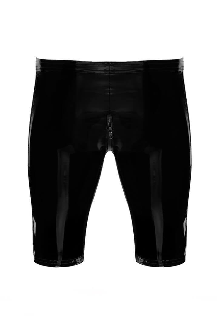 Sorte PVC biker shorts til mænd - bagfra