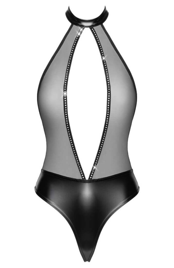 Sort body med åben ryg og power wetlook fra COAX Copenhagen